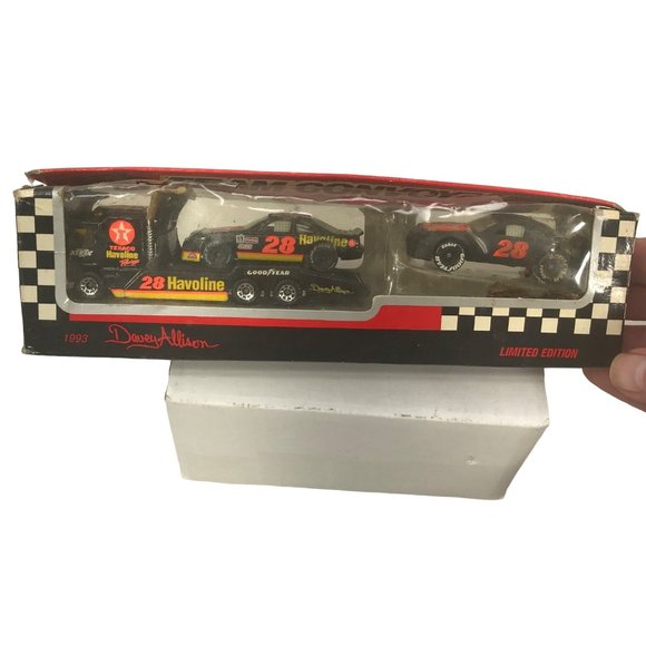 Matchbox Other - Matchbox 1993 Davey Allison #28 Havoline Tractor Trailer With Two Race Cars